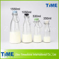 500ml 1000ml 1500ml Clip Ceramic Lid Clear Glass Milk Bottles